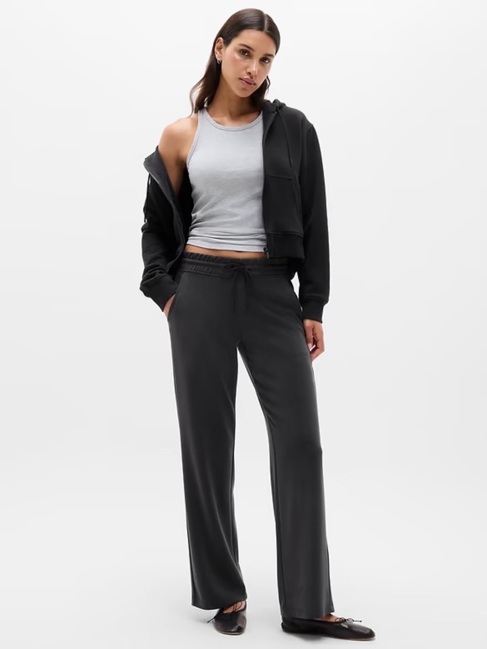 Athleta Seasoft Mid Rise Straight Pant Black Size Small X41